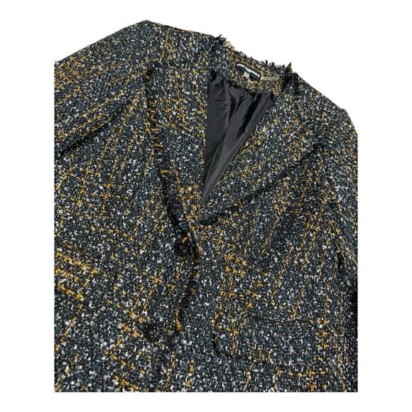 KARL LAGERFELD Wool Blend Raw Hem Luxury Designer Womens Work Blazer Jacket 10 - Picture 3 of 4